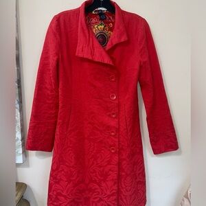 Desigual Red Textured Trench Coat